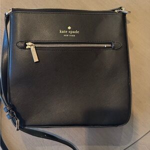 kate spade Black Leather Crossbody with Gold Hardware